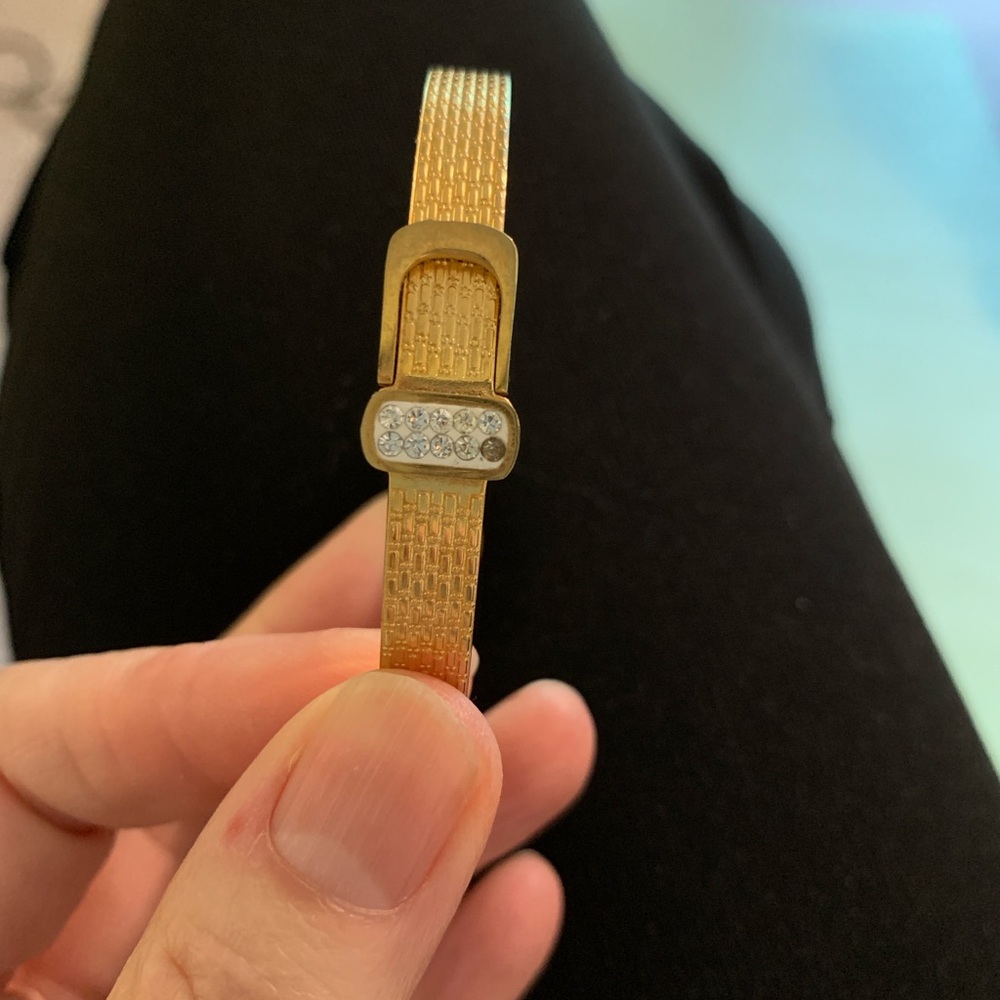 Maseele Designer IP Gold Bracelet with Crystal Accents Belt Design - Picture 7 of 13
